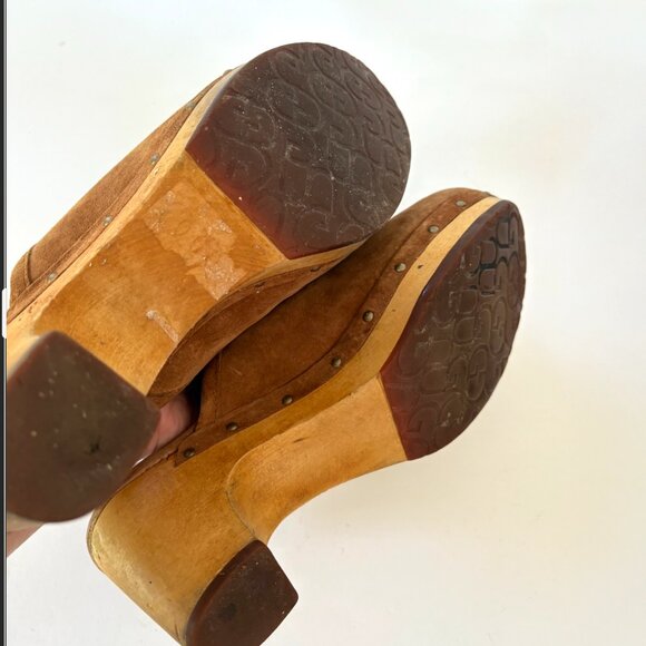 UGG Women's Distressed Size 8 Suede Clog Wood heeled_Size 9 - Picture 2 of 6